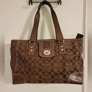 Vtg Coach canvas monogram brown handbag